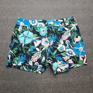 LOFT Shorts Womens 2 Blue Excellent Floral Cotton Stretch Riviera Beach Party